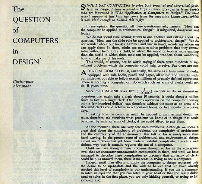 Christopher Alexander. Landscape 14 Spring 1965, 6